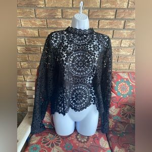 Lace Zip Top sz XL